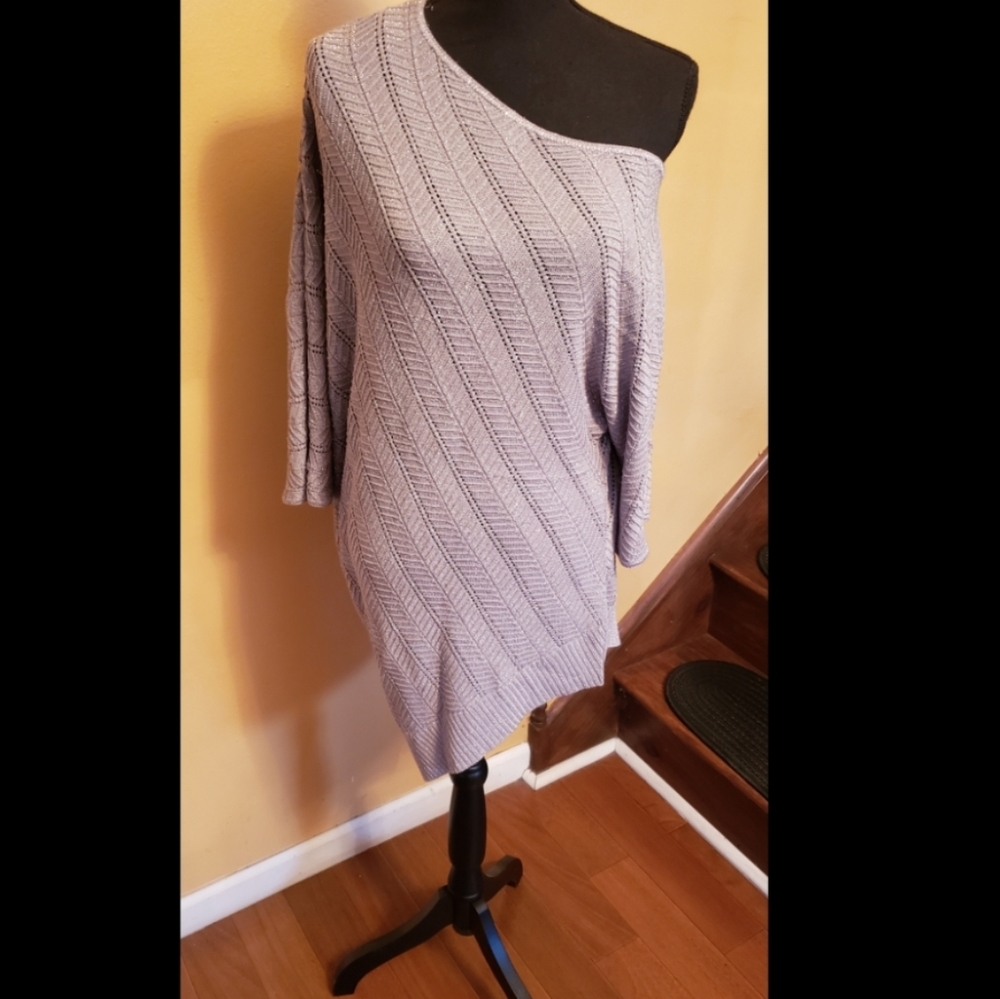 Ashley Stewart Metallic Off Shoulder Batwing Tunic Size 14/16